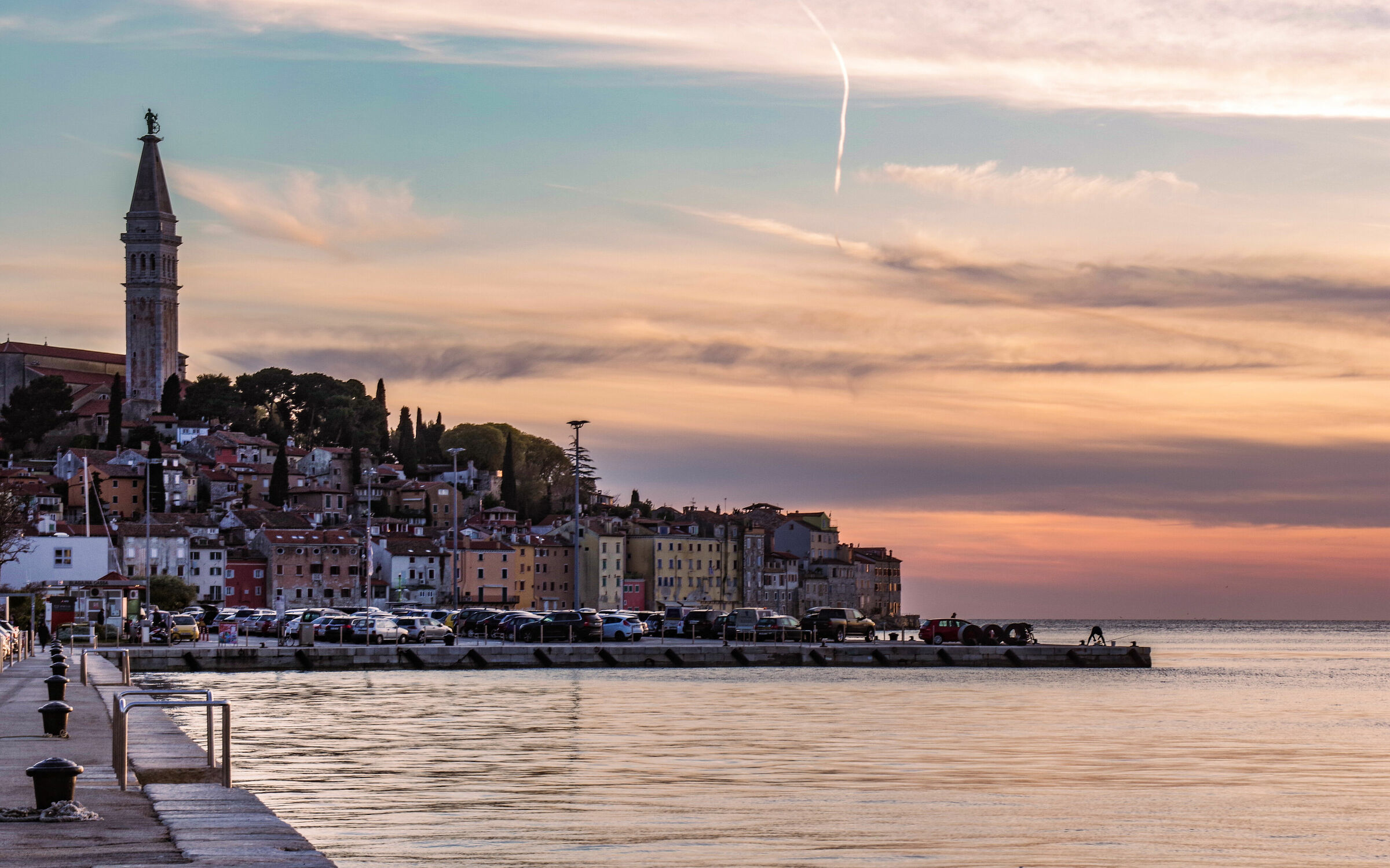 Bild mit Sunset, rovinj, kroatien, port, Croatian