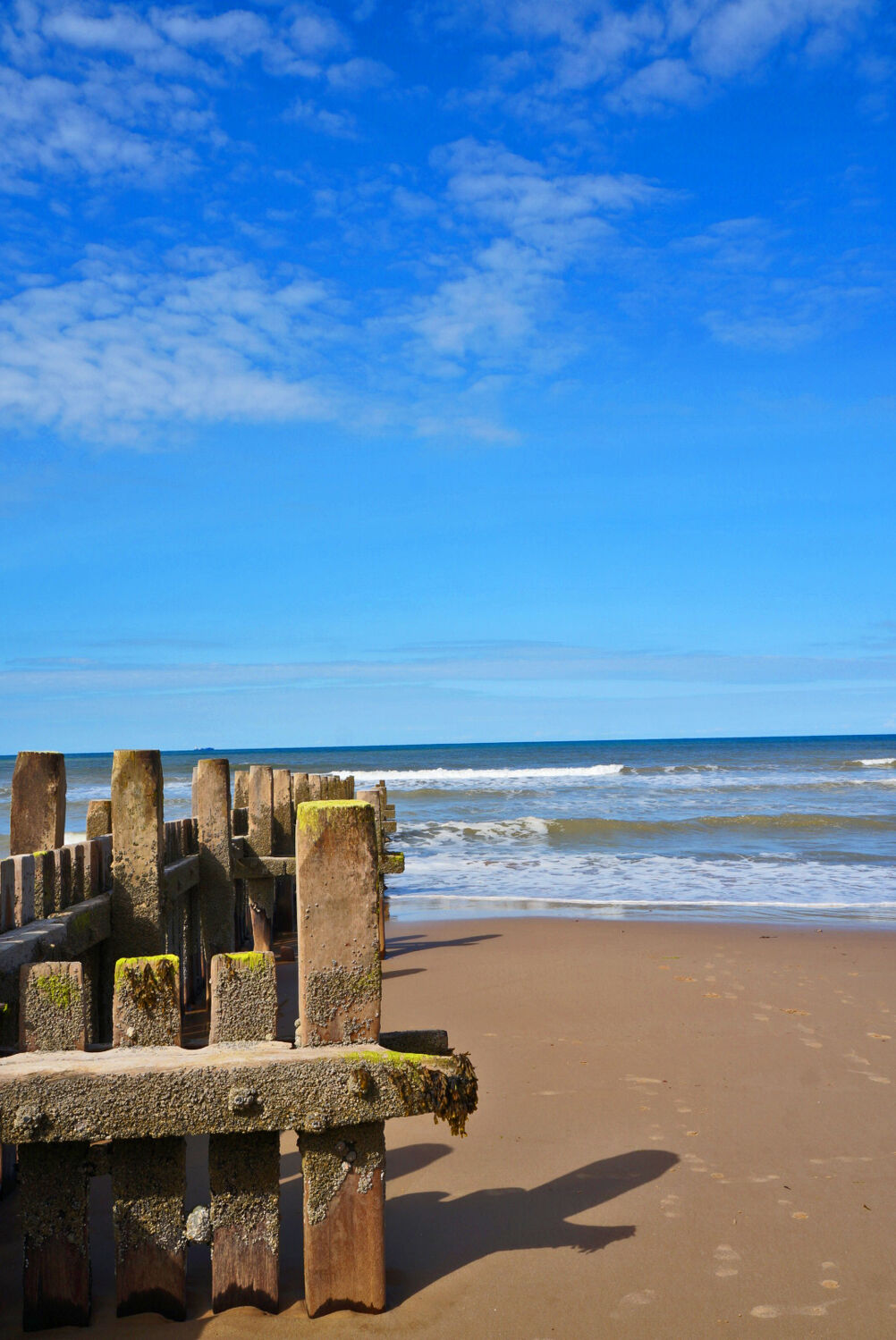 Bild mit Sand, Nature, blue, landscape, water, sea, waves, UK, environment, Walcott Beach