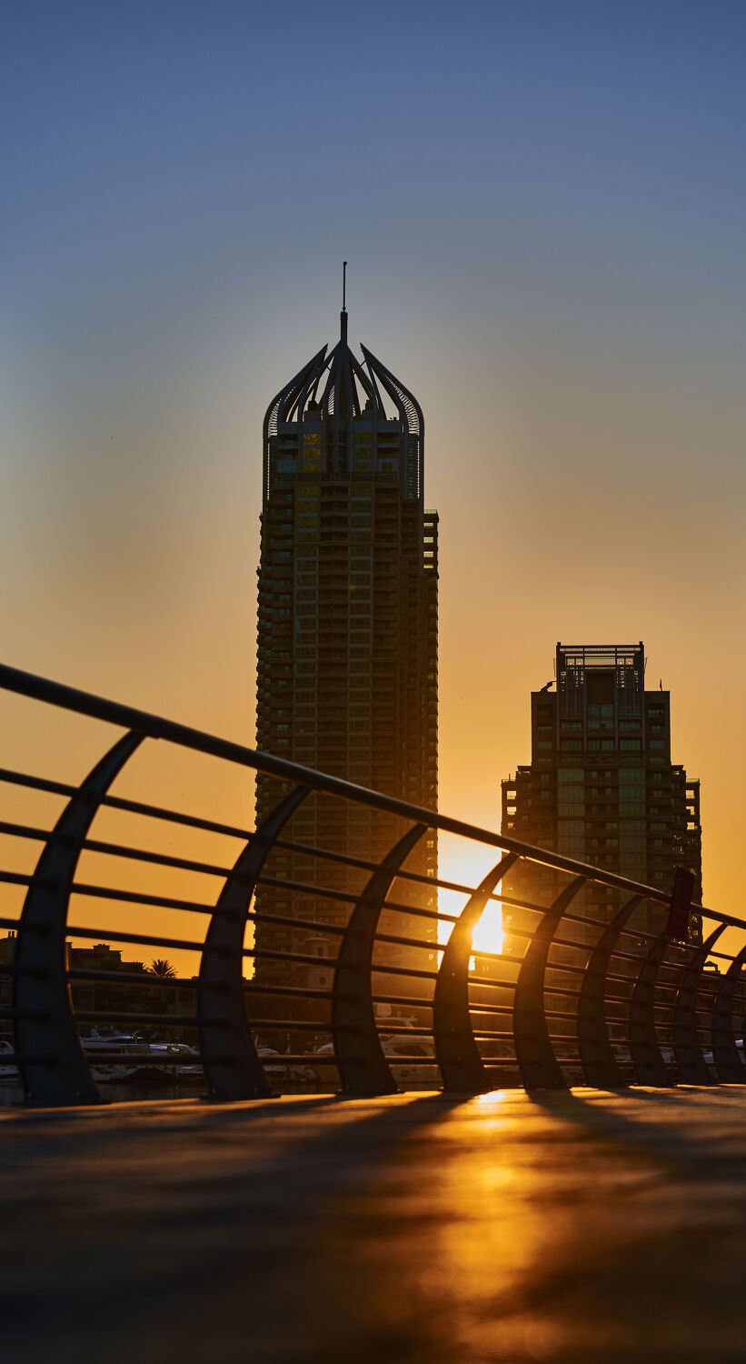 Bild mit Architektur, Skylines & Hochhäuser, sunrise, Dubai
