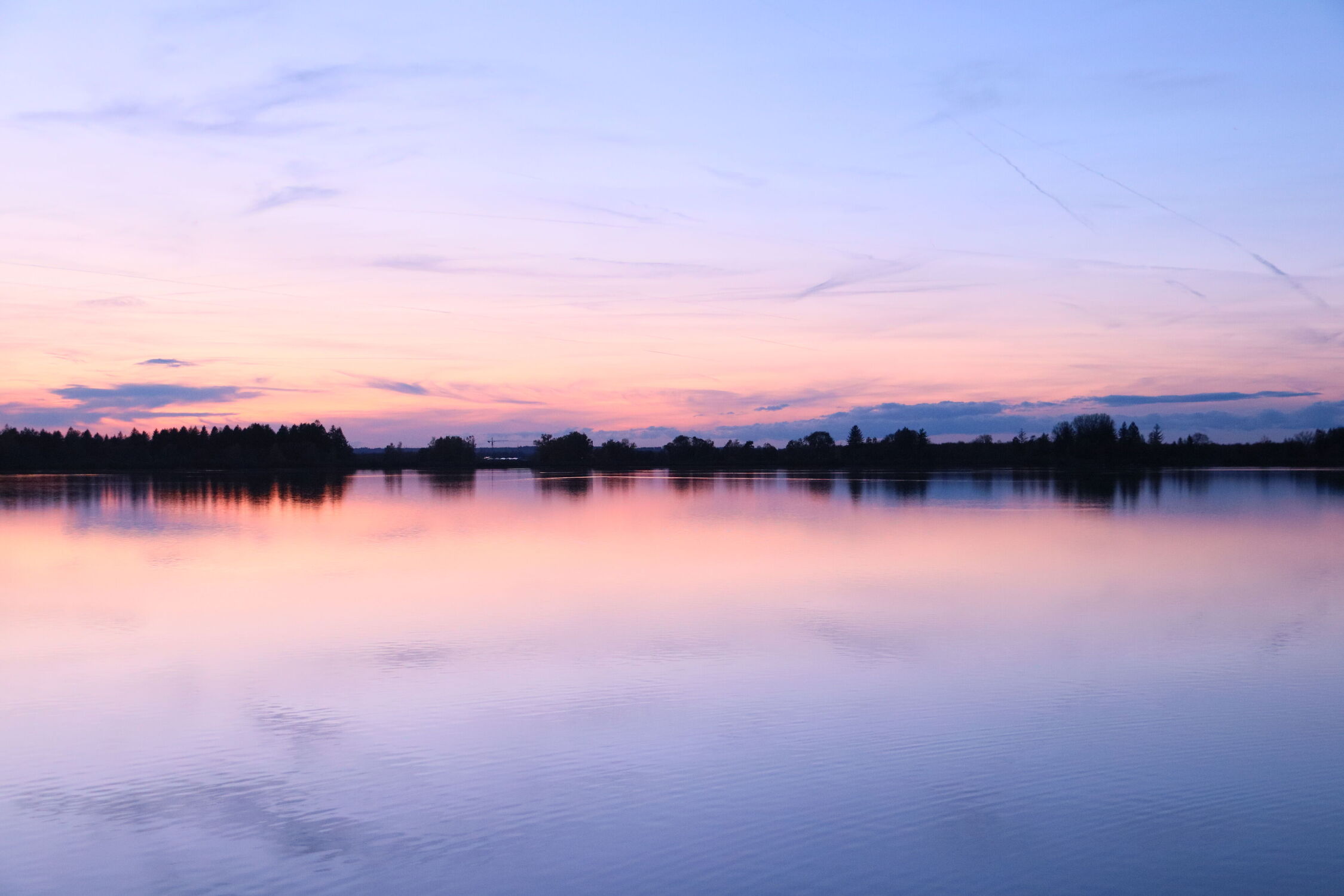 Bild mit Landschaft, Sonnenuntergang am See