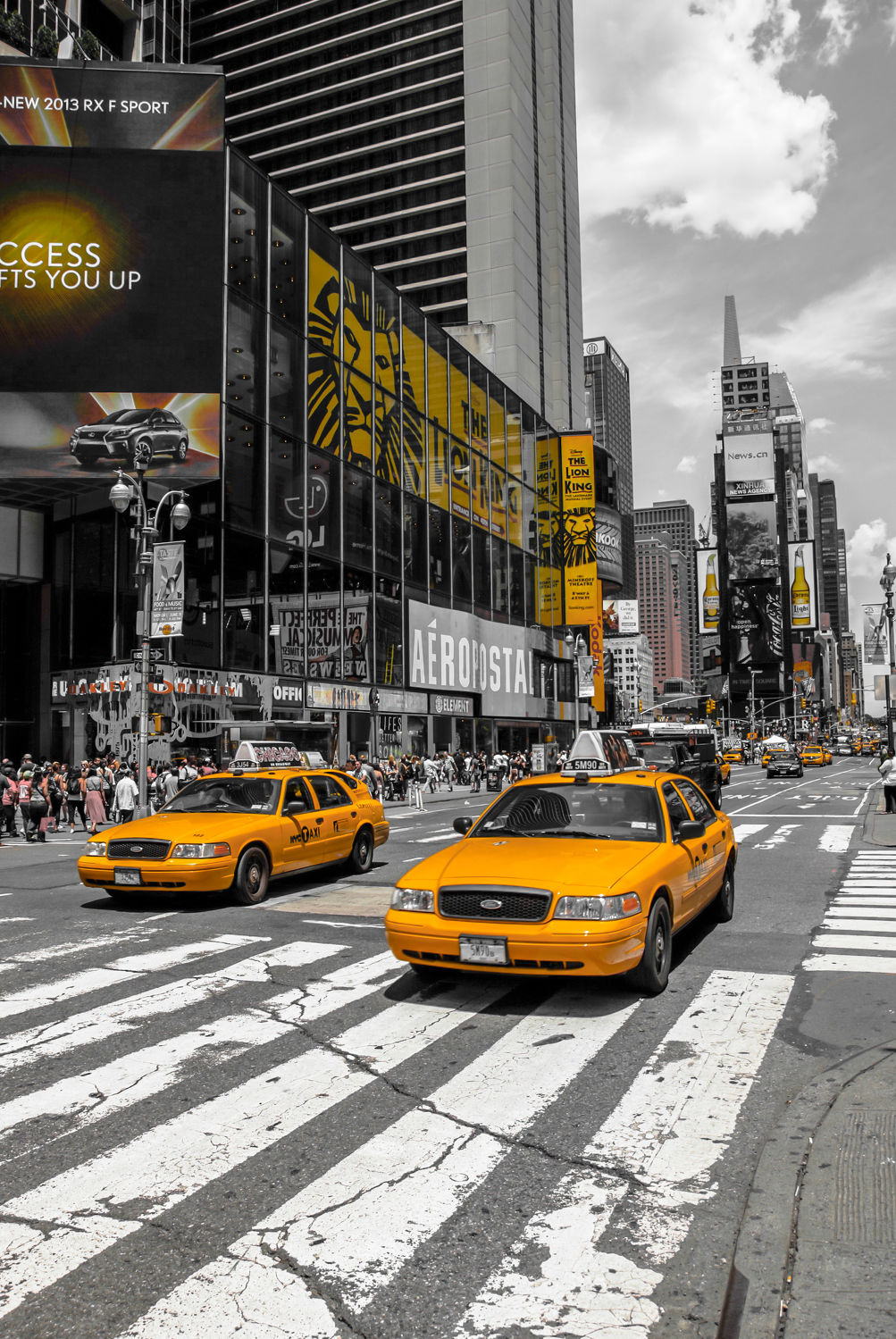 Bild mit New York, Colorkey, Verkehr, wolkenkratzer, Auto, Hochhäuser, taxi, Taxis, NYC, Manhatten, traffic, yellow cap