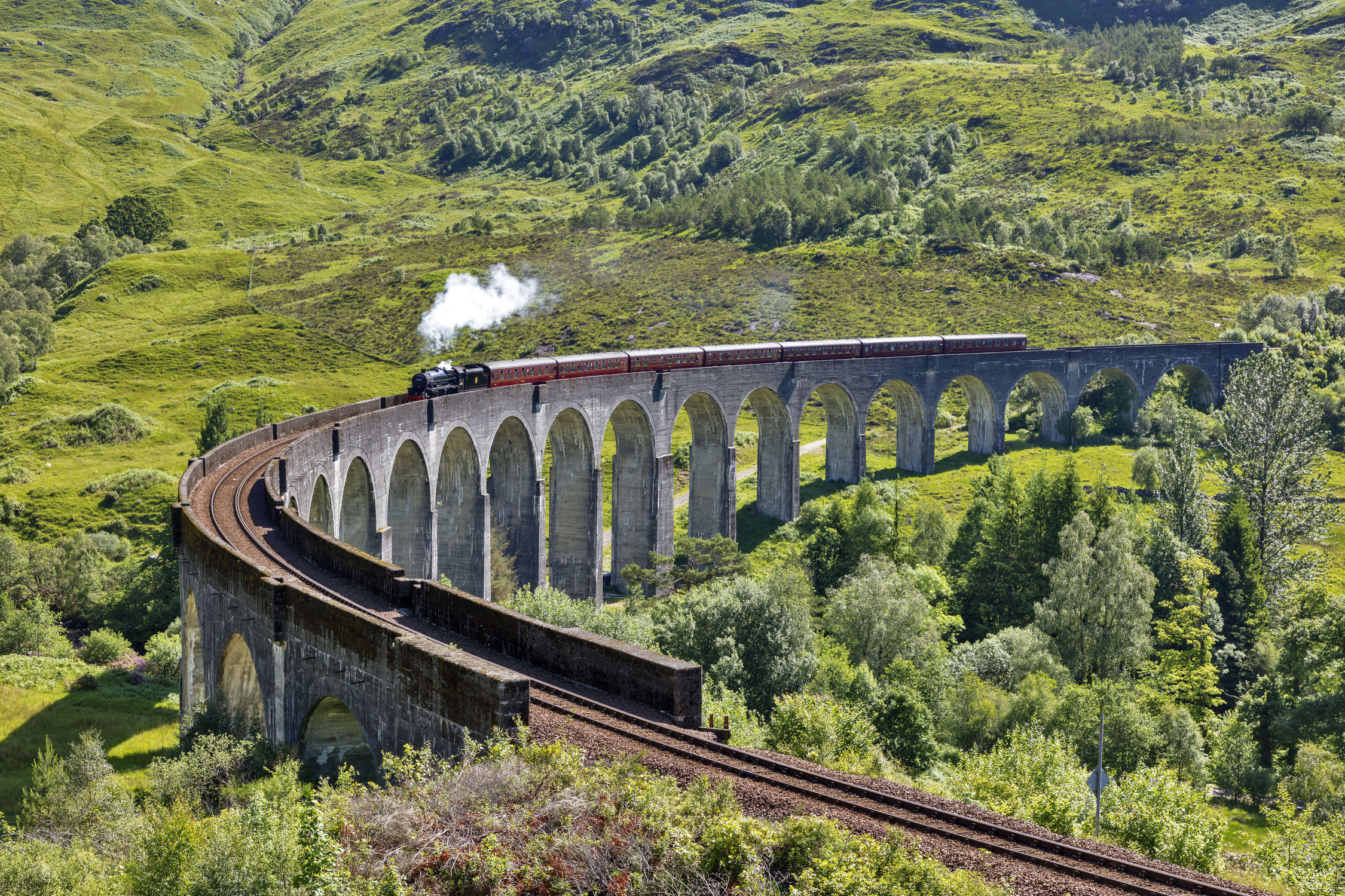 Bild mit Natur, Grün, Architektur, Bogenbrücken, Landschaft, Brücke, Natur und Landschaft, Landschaft und Architektur, Eisenbahn, Schottland