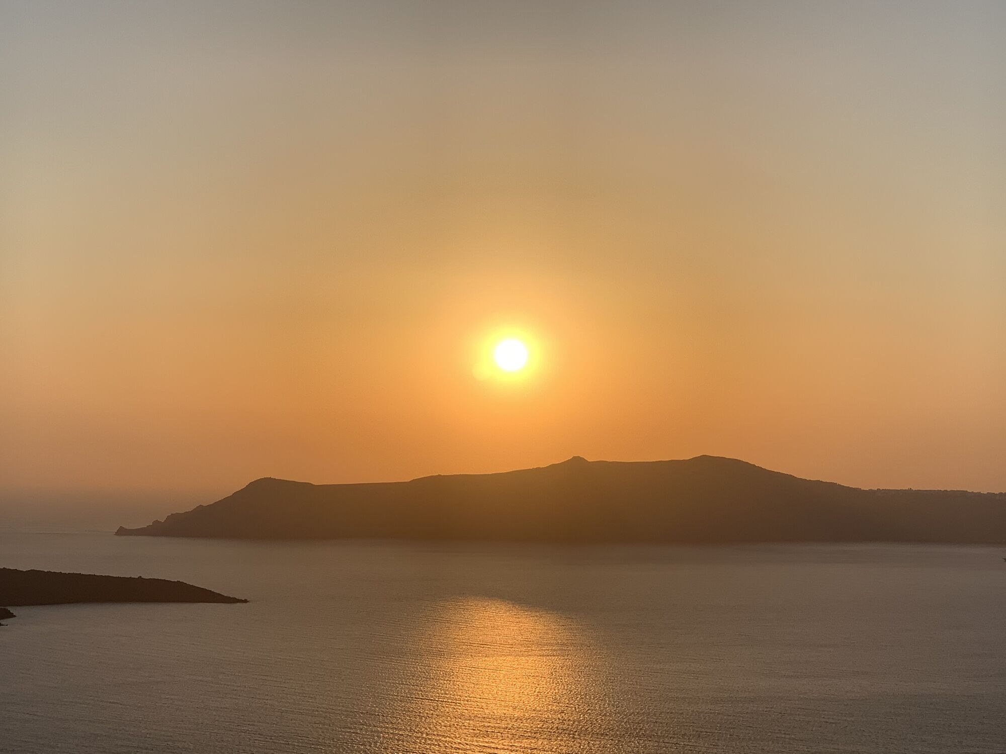 Bild mit Horizont, Sonnenuntergang, Inseln, Meerblick, Meer, Insel, Santorin