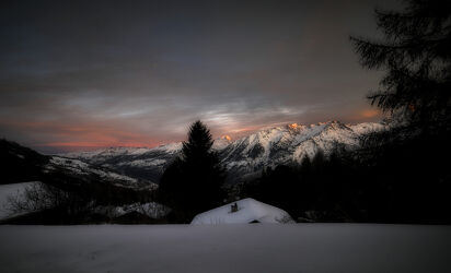 Bild mit Landschaften, Berge, Winter, Sonnenaufgang, winterlandschaft, Sonnenauf, untergänge, und, Wallis