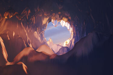 Eishöhle im Abendlicht