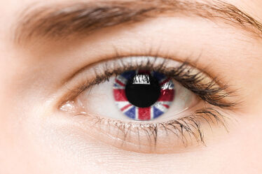 Bild mit Vereinigtes Königreich, England, Auge, Iris, Frau, britisch, großbritannien, Pupille, Flagge, Union Jack