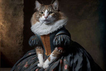 Bild mit Tiere, Katze, Fantasy, Portrait, Historisch, Gemälde