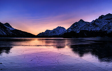 Bild mit Landschaften, Seen, Sonnenuntergang, Alpen, Schweiz, Sonnenuntergang am See