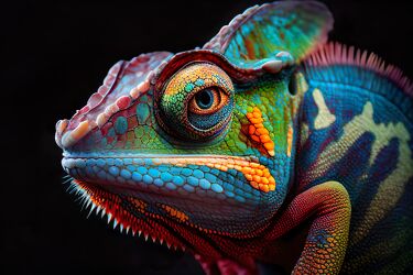 Bild mit Farben, Blau, Reptilien, Bunt, nahaufnahme, Kopf, Chamäleon
