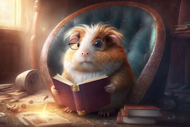 Ein schlaues Meerschweinchen liest ein Buch