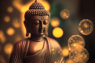 Bild mit Entspannung, Buddha, Spa, asien, harmonie, Lichter, gold, relax, figur, bokeh