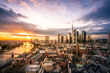 Sonnenuntergang, Stadtpanorama, Frankfurt