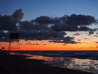 Bild mit Orange, Wolken, Sonnenuntergang, Abendrot, Strand, Meer