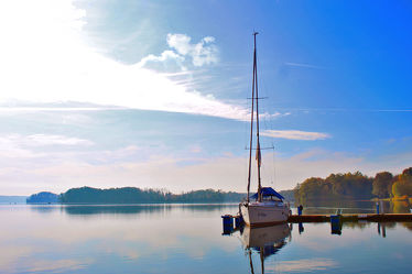 Bild mit Segelboote, Sonnenaufgang, Steg, Sunset, See, Scharmützelsee