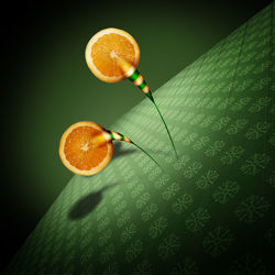 Grüne Abstraktion mit Orangen