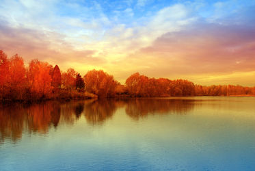 Bild mit Natur, Wasser, Landschaften, Bäume, Gewässer, Herbst, Sonnenuntergang, Sonne, Baum, Berlin, Landschaft, See, spektesee