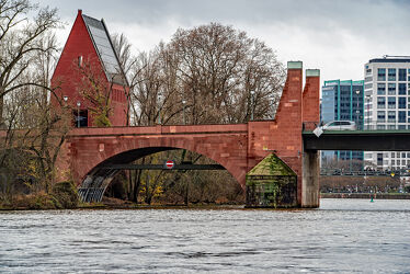 Bild mit Wasser, Architektur, Bauwerke, Frankfurt am Main, Verkehr, Fluss, sandstein, main, Alte Brücke, Sachsenhausen
