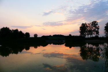 Bild mit Wasser, Wolken, Seen, Abendrot, Wasserspiegelung