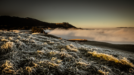 Bild mit Natur, Wiese, Landschaftspanorama, gefroren, Nebelmeer