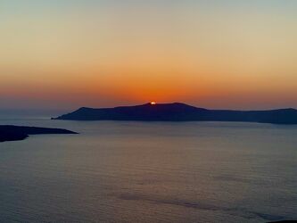 Bild mit Horizont, Sonnenuntergang, Inseln, Meerblick, Meer, Santorini