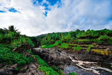 Wilder Bach im tropischen Wald von Maui, Hawaii